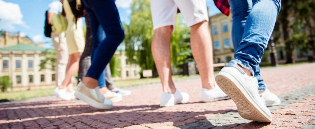 Students on university campus for open day