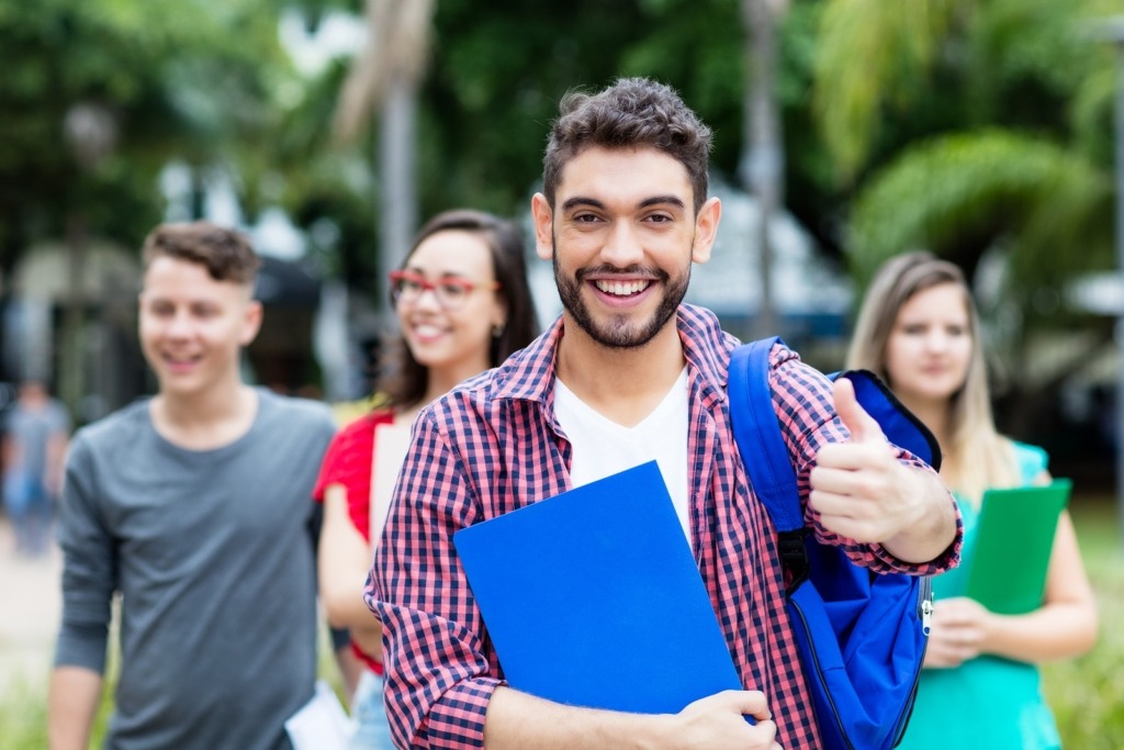 happy university students